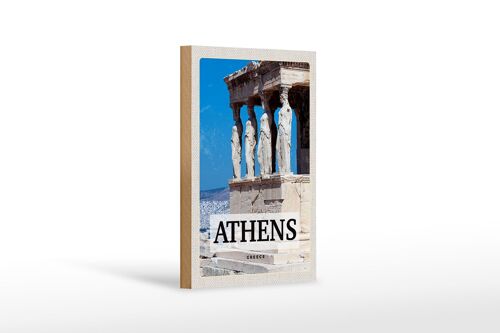 Holzschild Reise 12x18cm Retro Athens Greece Geschenk Dekoration