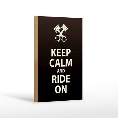 Cartel de madera con texto Keep Calm and Ride 12x18 cm decoración