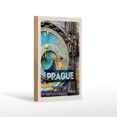 Cartel de madera de viaje 12x18 cm Reloj del ayuntamiento de Praga República Checa regalo