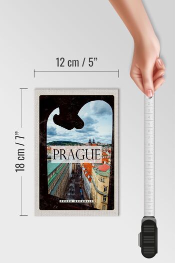 Panneau en bois voyage 12x18 cm Prague Vieille Ville République Tchèque cadeau 4