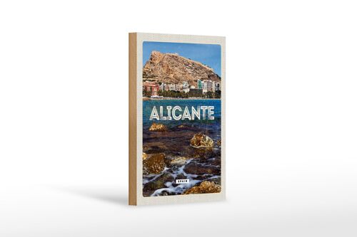 Holzschild Reise 12x18 cm Alicante Spain Spanien Meer Urlaub