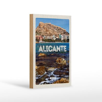 Cartel de madera viaje 12x18 cm Alicante España España vacaciones en el mar