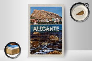 Panneau en bois voyage 12x18 cm Alicante Espagne Espagne vacances à la mer 2