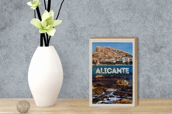 Panneau en bois voyage 12x18 cm Alicante Espagne Espagne vacances à la mer 3