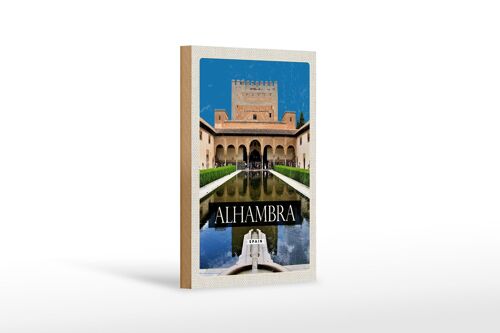 Holzschild Reise 12x18 cm Retro Alhambra Spain Spanien Geschenk