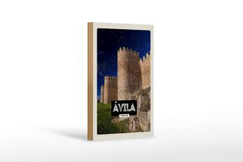 Panneau en bois voyage 12x18 cm Avila Espagne Tour médiévale cadeau 1