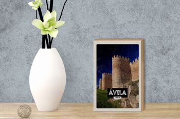 Panneau en bois voyage 12x18 cm Avila Espagne Tour médiévale cadeau 3