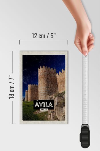 Panneau en bois voyage 12x18 cm Avila Espagne Tour médiévale cadeau 4