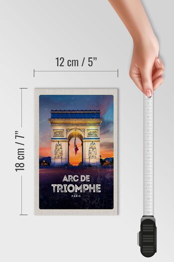 Panneau en bois voyage 12x18cm Arc de Triomphe Paris monument cadeau 4