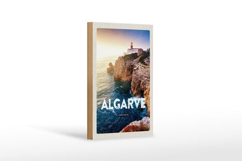 Holzschild Reise 12x18 cm Algarve Portugal Klippen Meer Urlaub