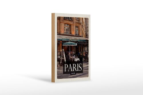 Holzschild Reise 12x18 cm Paris Cafe Restaurant Dekoration Geschenk