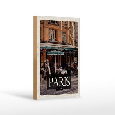 Holzschild Reise 12x18 cm Paris Cafe Restaurant Dekoration Geschenk