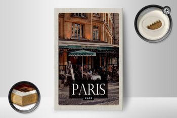 Panneau en bois voyage 12x18 cm Paris café restaurant décoration cadeau 2