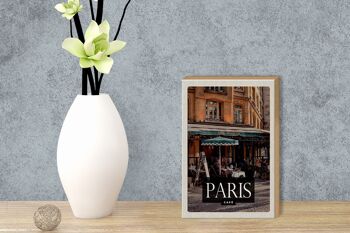 Panneau en bois voyage 12x18 cm Paris café restaurant décoration cadeau 3