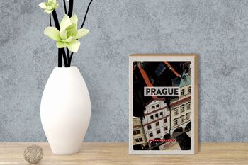 Panneau en bois voyage 12x18 cm décoration vieille ville de Prague République tchèque 3