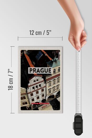 Panneau en bois voyage 12x18 cm décoration vieille ville de Prague République tchèque 4