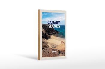 Panneau en bois voyage 12x18 cm falaises de la baie des îles Canaries sable de mer 1