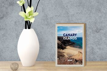 Panneau en bois voyage 12x18 cm falaises de la baie des îles Canaries sable de mer 3