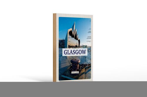 Holzschild Reise 12x18cm Glasgow Scotland Hafenstadt Dekorationschild