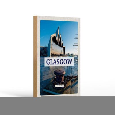 Panneau de voyage en bois 12x18cm, panneau de décoration de ville portuaire de Glasgow, Écosse