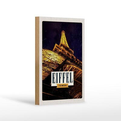 Holzschild Reise 12x18 cm Retro Eiffel Tower Eiffelturm Paris