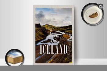Panneau en bois voyage 12x18 cm montagnes d'Islande cadeau d'île volcanique 2