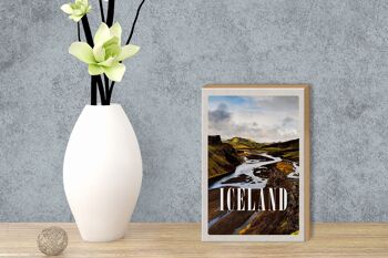 Panneau en bois voyage 12x18 cm montagnes d'Islande cadeau d'île volcanique 3