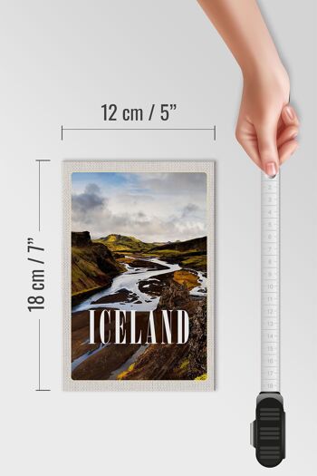 Panneau en bois voyage 12x18 cm montagnes d'Islande cadeau d'île volcanique 4