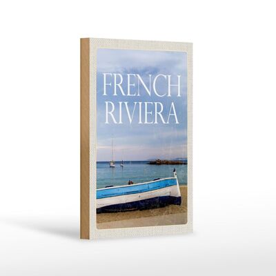 Cartel de madera viaje 12x18 cm Retro riviera francesa mar barco vacaciones