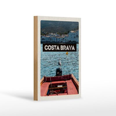 Cartel de madera Viaje 12x18 cm Retro Costa Brava España Mar Vacaciones
