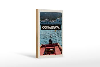 Panneau en bois Voyage 12x18 cm Rétro Costa Brava Espagne Vacances à la mer 1