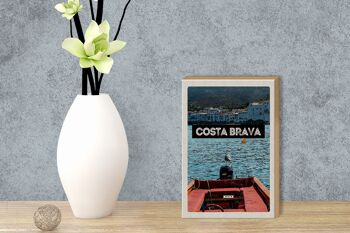 Panneau en bois Voyage 12x18 cm Rétro Costa Brava Espagne Vacances à la mer 3