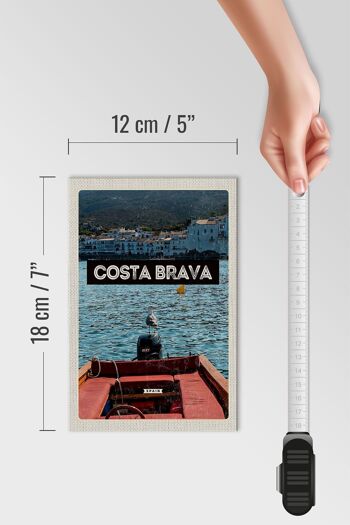 Panneau en bois Voyage 12x18 cm Rétro Costa Brava Espagne Vacances à la mer 4