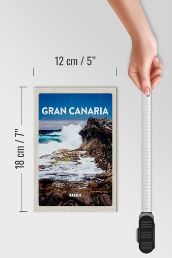 Panneau en bois voyage 12x18 cm Gran Canaria Espagne mer montagnes décoration 4