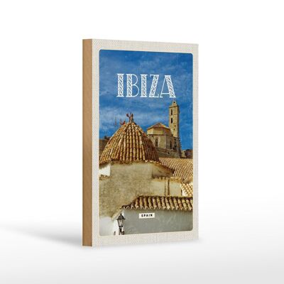 Panneau de voyage en bois 12x18cm, rétro Ibiza espagne, décoration de vacances de la vieille ville