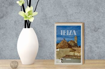 Panneau de voyage en bois 12x18cm, rétro Ibiza espagne, décoration de vacances de la vieille ville 3