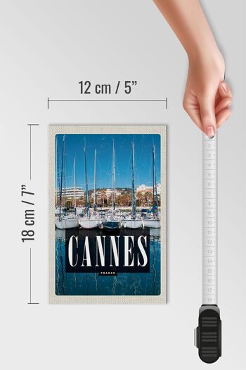 Panneau en bois Voyage 12x18 cm Rétro Cannes France Mer Vacances Yacht 4