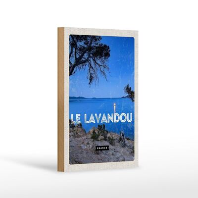 Holzschild Reise 12x18 cm Retro Le Lavandou France Urlaub Dekoration