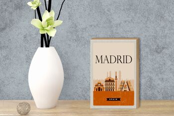 Panneau en bois voyage 12x18 cm rétro Madrid Espagne image pittoresque 3