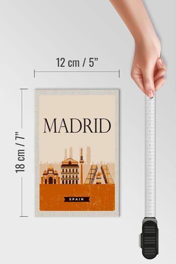 Panneau en bois voyage 12x18 cm rétro Madrid Espagne image pittoresque 4