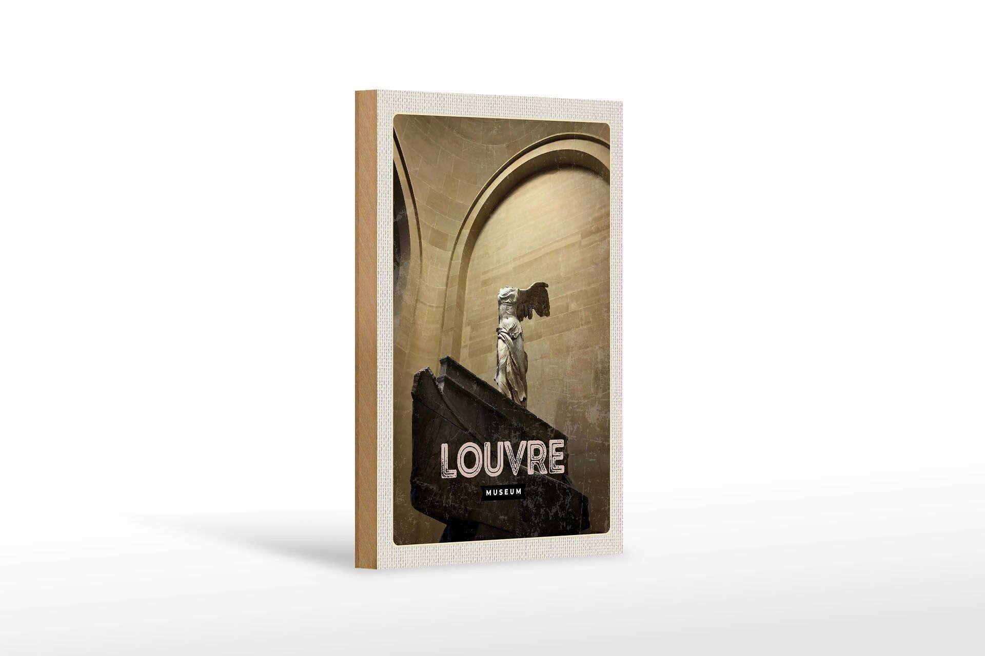 Wooden sign travel 12x18 cm retro Louvre Museum Paris Palace decoration