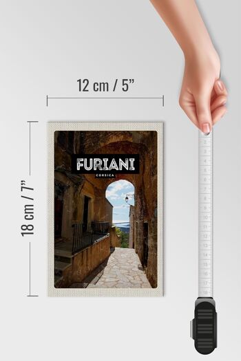 Panneau en bois voyage 12x18 cm Rétro Furiani Corse décoration destination vacances 4