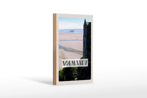 Holzschild Reise 12x18cm Normandie France Meer Sand Poster Dekoration