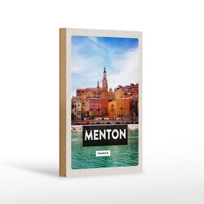 Cartel de madera viaje 12x18 cm Menton Francia Provenza regalo ciudad