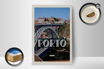 Panneau en bois voyage 12x18cm Pont Porto Portugal Ponte Dom Luís I 2