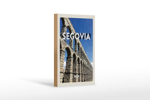 Holzschild Reise 12x18 cm Segovia Spain römische Aquädukte Dekoration
