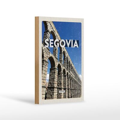 Holzschild Reise 12x18 cm Segovia Spain römische Aquädukte Dekoration