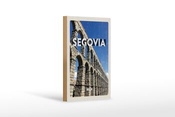 Panneau en bois voyage 12x18 cm Ségovie Espagne décoration aqueducs romains 1