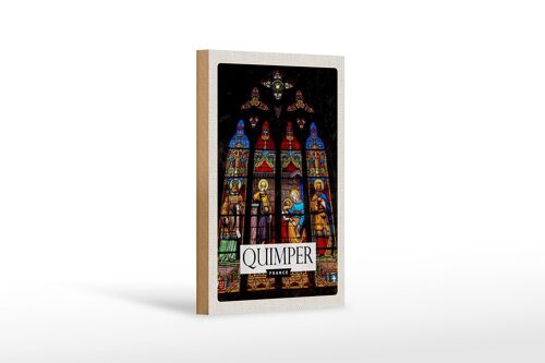 Holzschild Reise 12x18cm Quimper Saint Corentin Kathedrale Dekoration