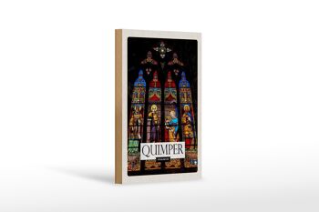 Panneau en bois voyage 12x18cm Décoration Cathédrale Saint Corentin Quimper 1